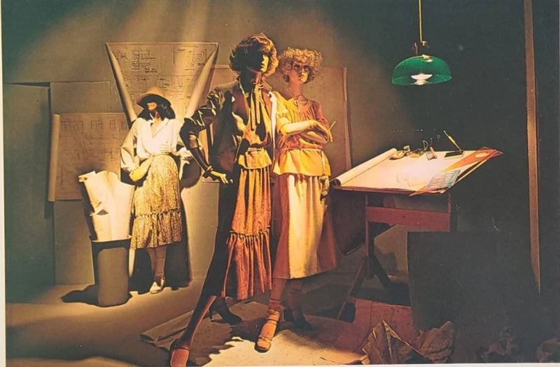 1970s G. FOX & CO. HARTFORD WINDOW DISPLAY PHOTO PRINT BACK TO THE DRAWING BOARD Model