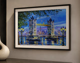 DIY Tinted canvas cross stitch kit Tower Bridge at Night Cityscape Craft Model