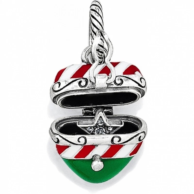 NEW Brighton CANDY CANE HEART Xmas Christmas Holiday OPENS Charm Bead RETIRED Charms