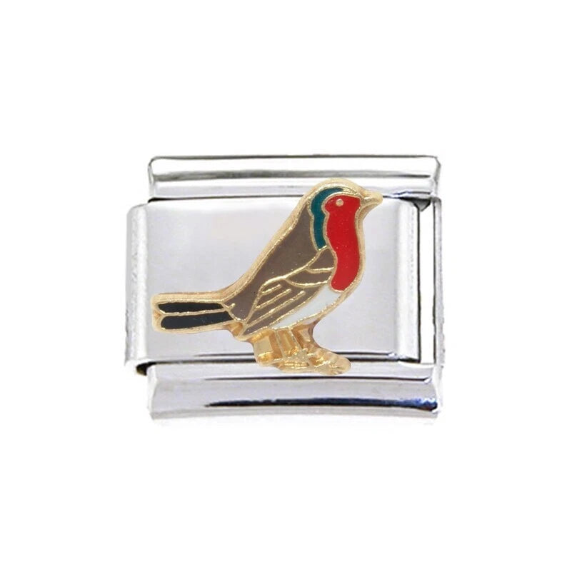 Robin 9mm enamel Italian Charm - fits 9mm classic Italian charms Charms