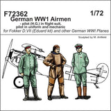 1/72 WWI German Airmen - Pilot H.G. in Flight Suit, Pilot in Uniform & Mechanic Model