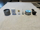 Swarovski Silver Crystal Lot of 4 Figurines: Owl Globe Pineapple Lute w/ Display Model