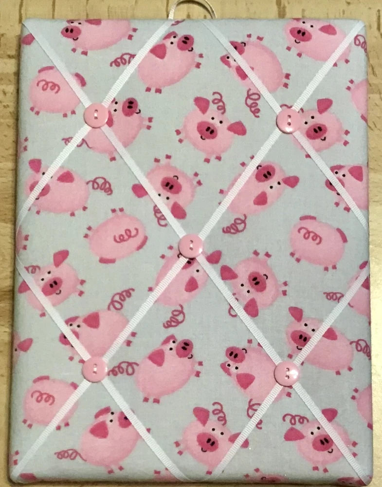 French Bulletin Board Photo Memo Aqua Pink Piggies Print 7.08 x 9.4 inches Model