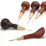 Wooden Handle Leather Craft Sewing Kit Diamond Awl DIY Tool 3/4mm 5/6mm Tools Model