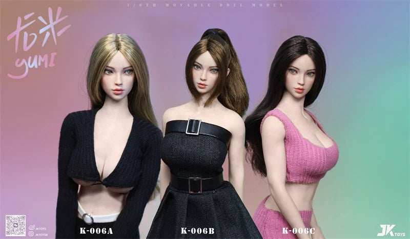 JKTOYS 1/6 Beauty Head Sculpt K-006 Yumi Moveable Eyes For Action Figure Model Model