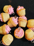 10 Cupcake Polymer Clay Charms Vanilla Straw design Necklace Jewelry Making DIY Charms