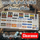 Clearance - Famous License Plates - Peel & Stick Decals - 1:24 Scale - Models Model