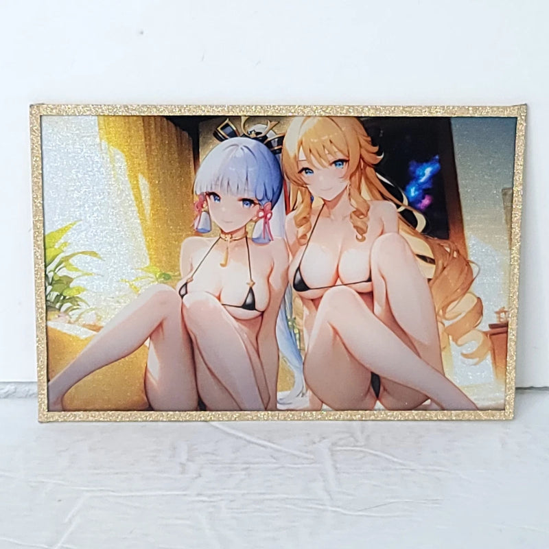 Lumine Ayaka Bikini Glitter Premium Waifu Card Anime Girl Art Oversized Board A6 Model
