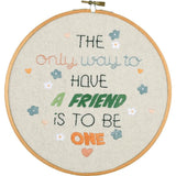 Vervaco stamped satin stitch kit with embroidery ring "A Friendly Quote", Diam 2 Model