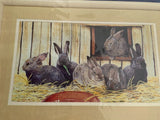 Vtg Simplicity  Cross Stitch Kit Domestic Rabbits 14"X8" design by Ken Carison Model