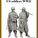 1/35 Resin Figure WWII US Gunner 2 Figures Unassembled Unpainted Model