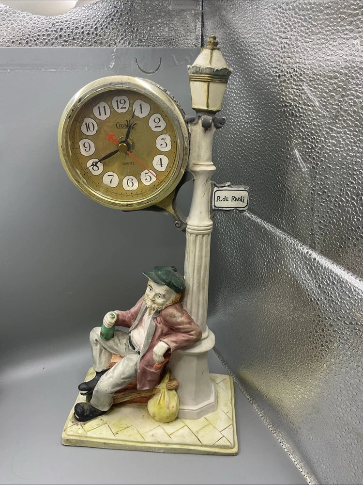 Vintage Hobo Vagabond Street Lamp Mantel Clock  R. De Rivoli Parisian Model