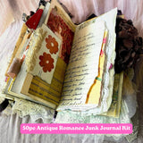 50pc Antique Romance Junk Journal Kit ?C Vintage Paper, Lace, Ribbon & Ephemera Model