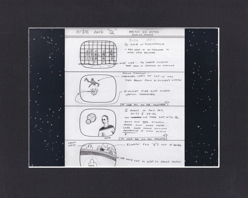 8X10" Matted Print Picture Star Trek Next Generation: Hide and Q, Story Board Model