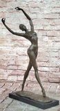 Signed Cesaro Bronze Dancer Figurine Modern Art Graceful Sculpture Display Model
