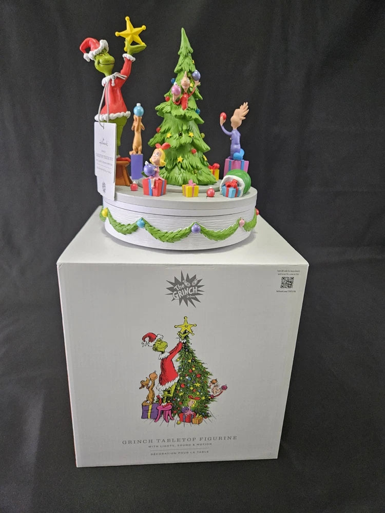 New HALLMARK GRINCH Tabletop Figurine Lights Sound Motion Christmas Tree Display Model