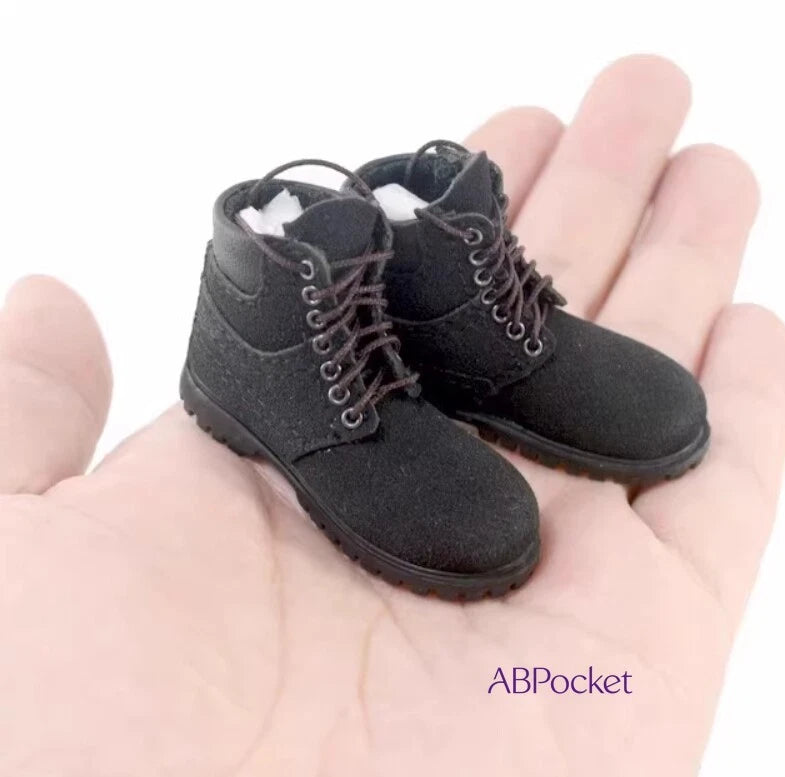For 1/6 Male Soldier Black Solid Martens Boots Model 12" Action Figure Model