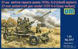 Soviet 37-mm antiaircraft K-61 (late variant) scale 1/48 Unimodel 517 Model