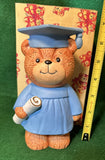 Lucy and Me Vintage 1982 Porcelain Figurine Graduate Bear bank with Diploma blue Model