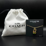 Coach Quilted Rainbow Padlock and Key Necklace | Giftable, New | Full Packaging Charms
