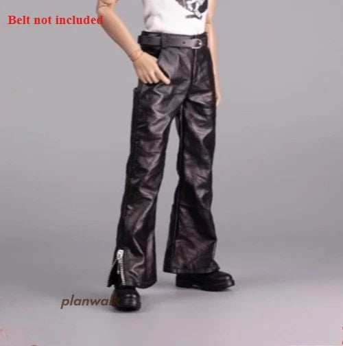 1/6 Male Flared Zipper Leather Pants Model Fit For 12" Action Figure Soldier Model