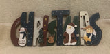 Painted Wood CHRISTMAS Hinged Folding Shelf Sitter w/Figures 11x4.5 - EUC Model