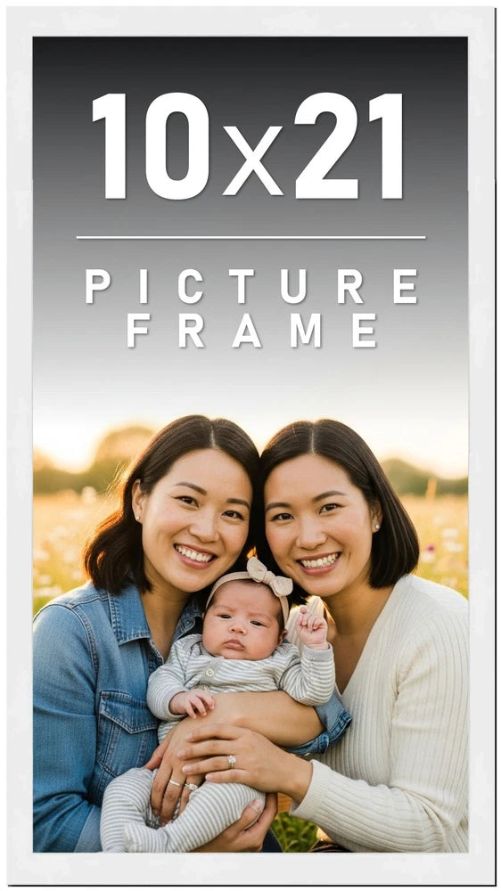10x21 Frame White Wood Picture Photo Frame with UV Acrylic and Acid Free Backing Model