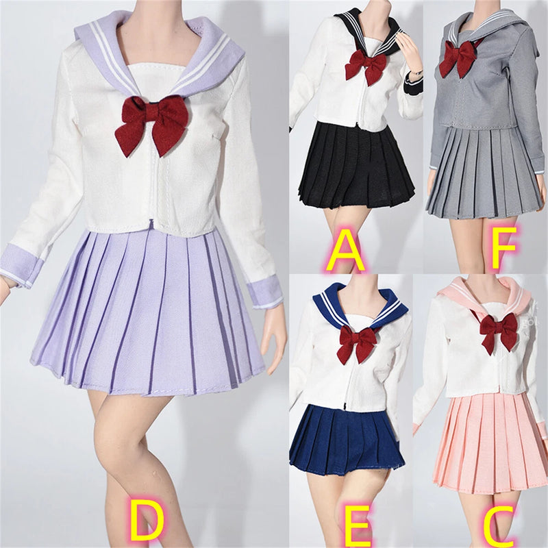 1:6 Student Girl Uniform Sailor Clothing Suit Short Dress Model Fit 12'' Figure Model