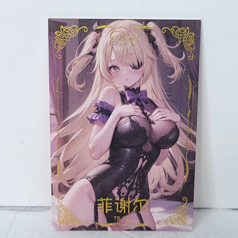 Fischl Black Dress Premium Waifu Card Anime Girl Art Oversized Board A6 Model