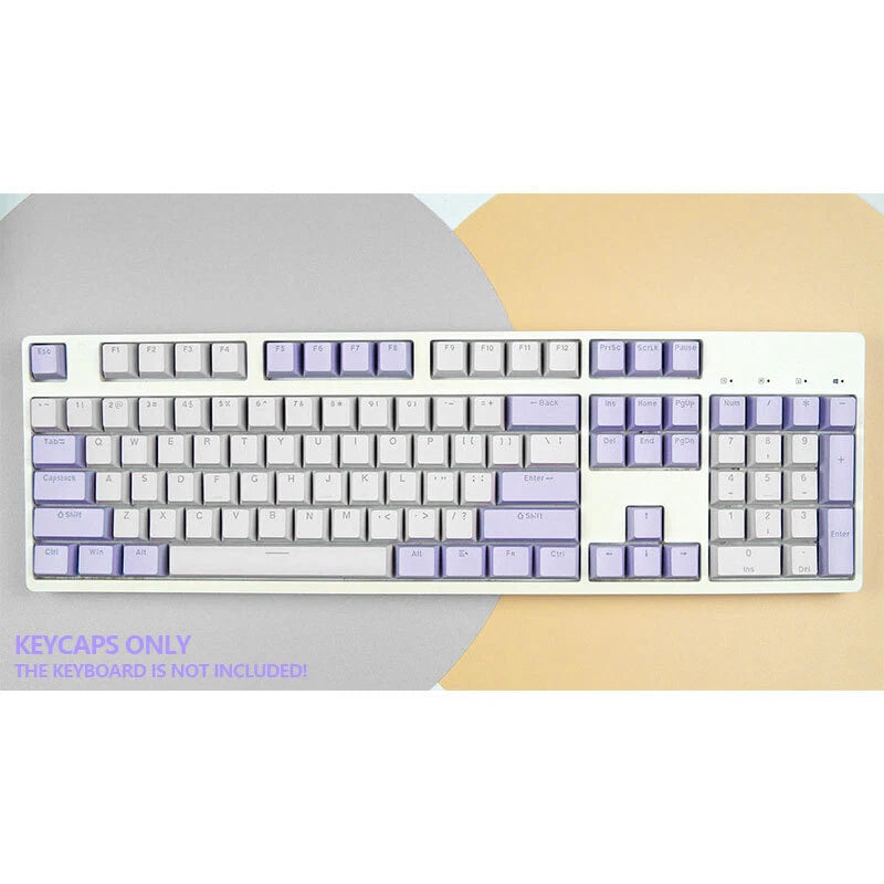 Keycaps Set Purple White Doubleshot Shine Through OEM for Mechancial Keyboards Model