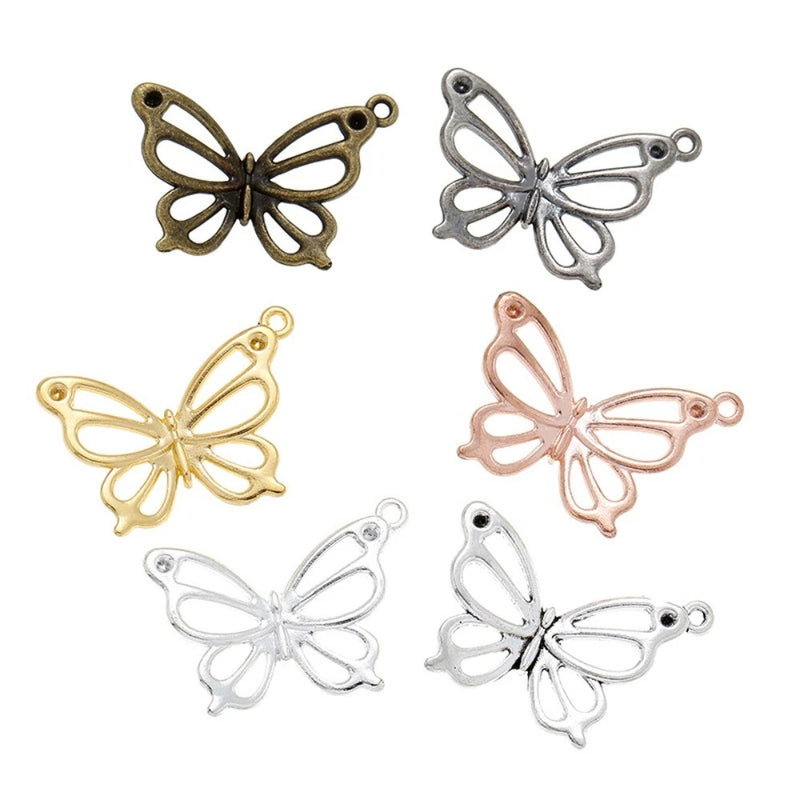 100Pcs Butterfly Charms Pendant DIY Jewelry Making Accessory for Bracelet Charms