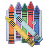 Colorful Crayons Beaded Cross Stitch Kit Mill Hill 2026 Autumn Harvest MH182625 Model