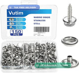 150 PCS Canvas Snap Fastener Tool Set, Vutim Marine-Grade 3/8" Stainless Steel S Model