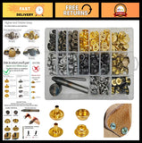 Heavy Duty Leather Snaps Kit - 120 Brass & Stainless Steel Fasteners for Canvas, Model