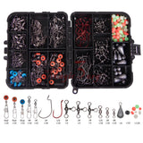 262pcs Fishing Accessories Kit Jig Hooks Swivels Snaps Sinker Slides Tackle Box Model