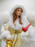 Bradford Exchange Silent Night Illuminated Musical Angel Sculpture 12" Cardinal Model