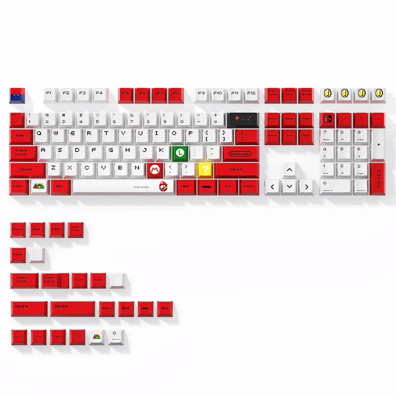 Red Cute Mario Keycap PBT Dye Sub Cherry Profile Keycap Set Model