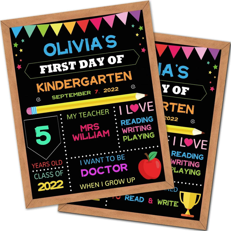 First & Last Day of School Board, 11x14 Inch Double Sided Back to School Sign fo Model