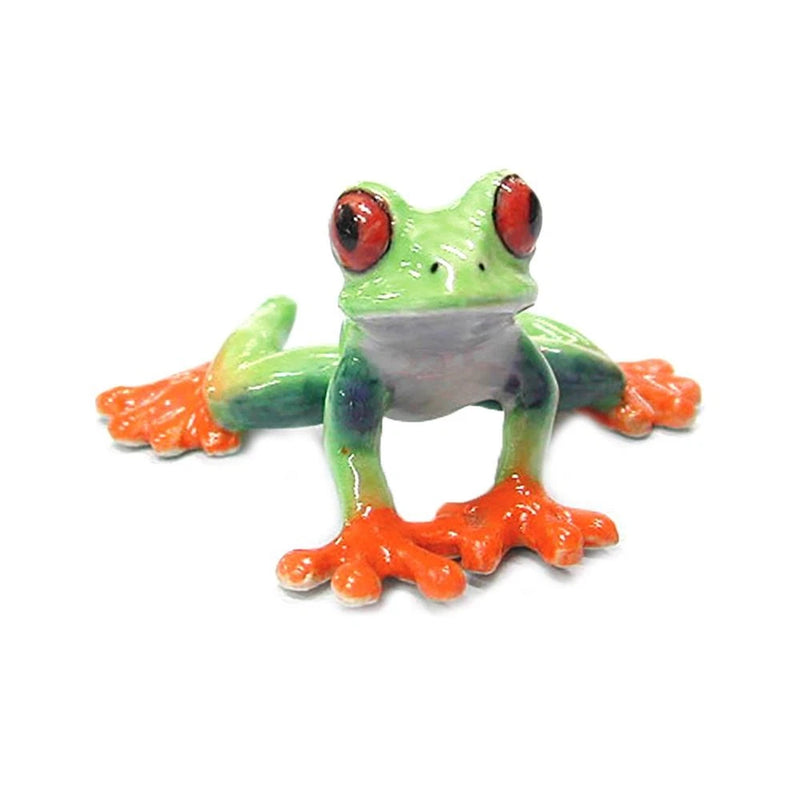 Northern Rose Red-Eyed Tree Frog - Birthday Gift - Miniature Porcelain Figurine Model