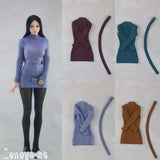 1/6 Female High Neck Long Sleeve Dress with Belt Model Fit 12'' VCD01 VCD03 Body Model
