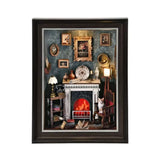 Book Nook Kit - Fireplace - Miniature DIY 3D Wooden Puzzle W/LED Switch Control Model
