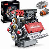 Motorized V8 Engine Model Kit That Runs, 478-Piece 8-Cylinder Car Engine Model