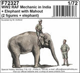 CMK 129-F72327 1/72 WWII RAF Mechanic in India + Elephant with Mahout Model