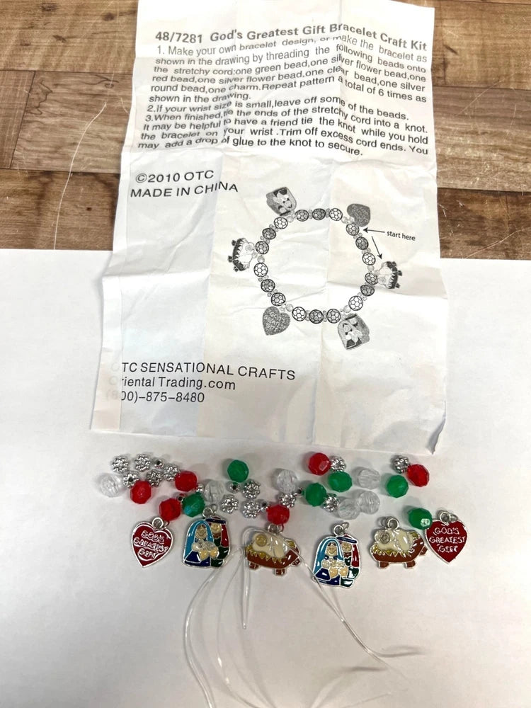 Gods Greatest Gift Bracelet Craft Kit With Nativity Charms & Beads DIY Project Model