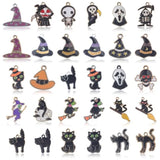 Halloween Cat Wizard Hat Ghost Cat Metal Charms Pendants DIY Making Bracelet Charms