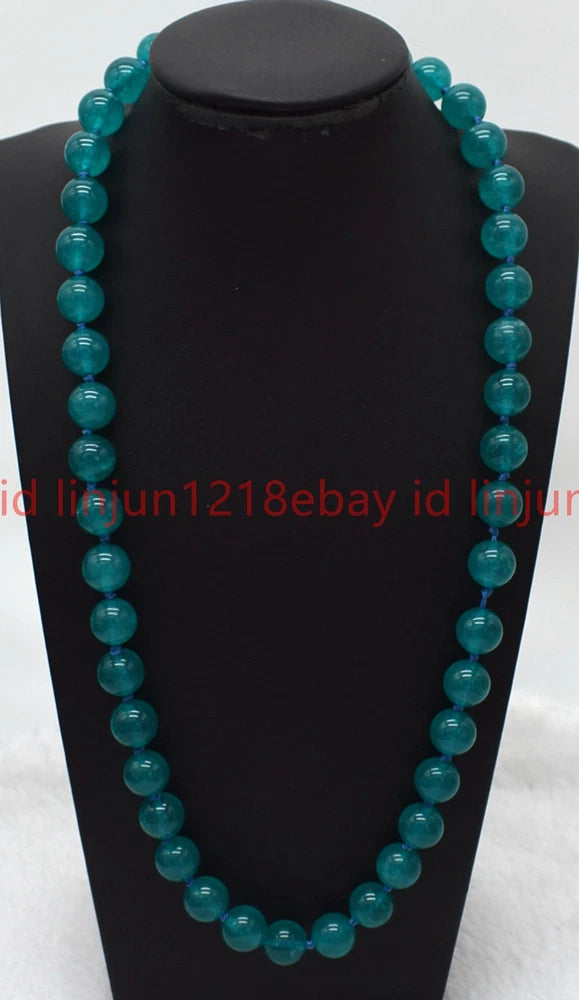 Fashion Natural 6/8/10mm Blue Amazonite Round Gemstone Beaded Necklace 16-28in Charms