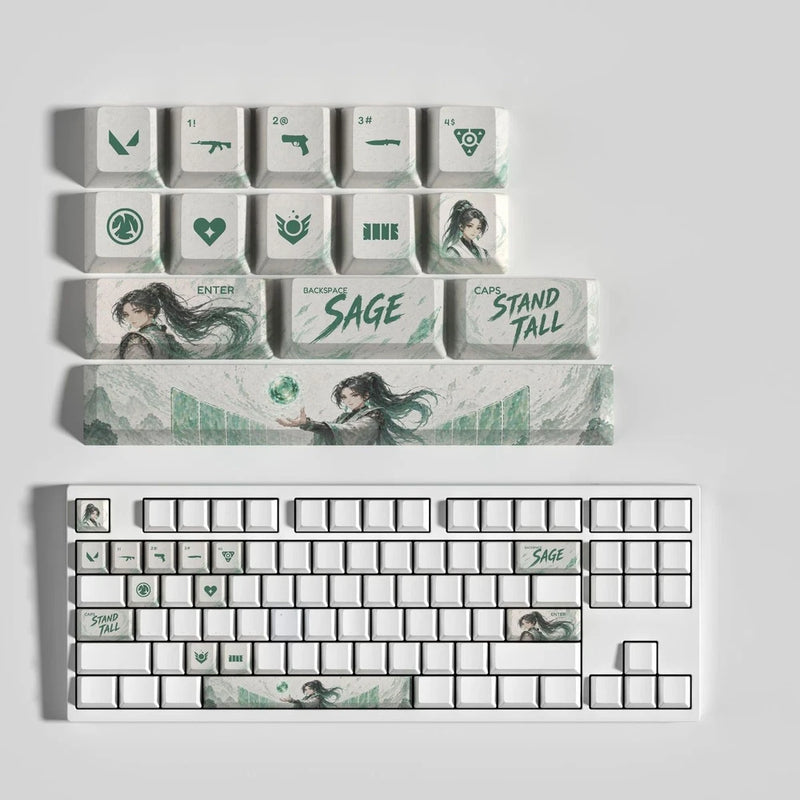 VALORANT SAGE 14-Key Keycaps Themed Gaming Keycaps, PBT Sublimation Printing Model