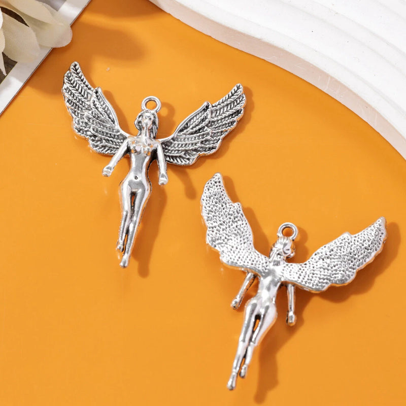 BLUK 10Pcs Angel Charms DIY Jewelry Making Pendants Antique Silver Charms