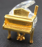 Vintage Crystal Studded Gold Plated Mini Piano Miniature Figurine 1" Display Model