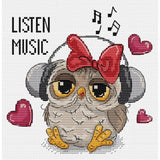 Luca-S counted cross stitch kit "Listen Music", 15,5x16cm, DIY Model